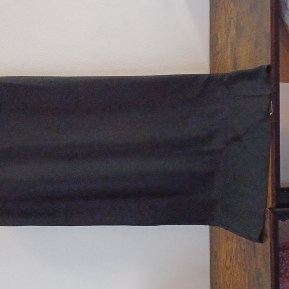 Leatherette Gold Panel Slit Front Maxi Black Dress Miss Morena Large - Picture 7 of 10